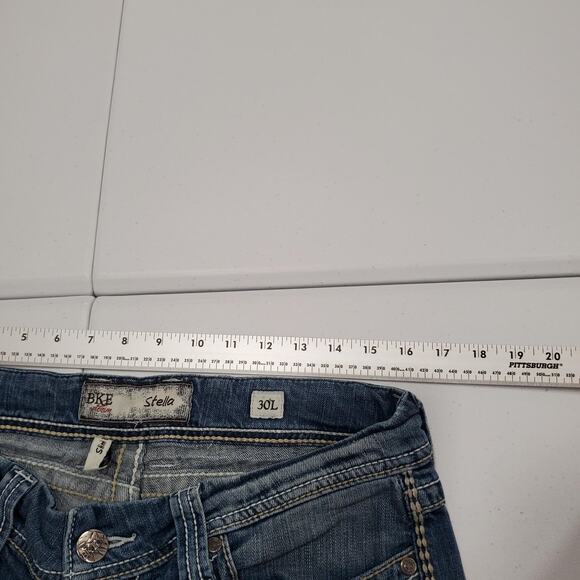 Y2K BKE Stella Jeans Low Rise Womens 30L Long Blue Slim Boot Bootcut Distressed - Picture 9 of 13